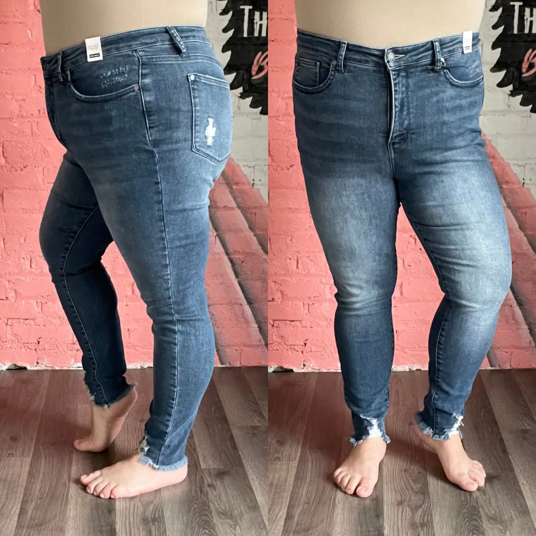 Judy Blue Tummy Control Shark Bit Skinny Jeans