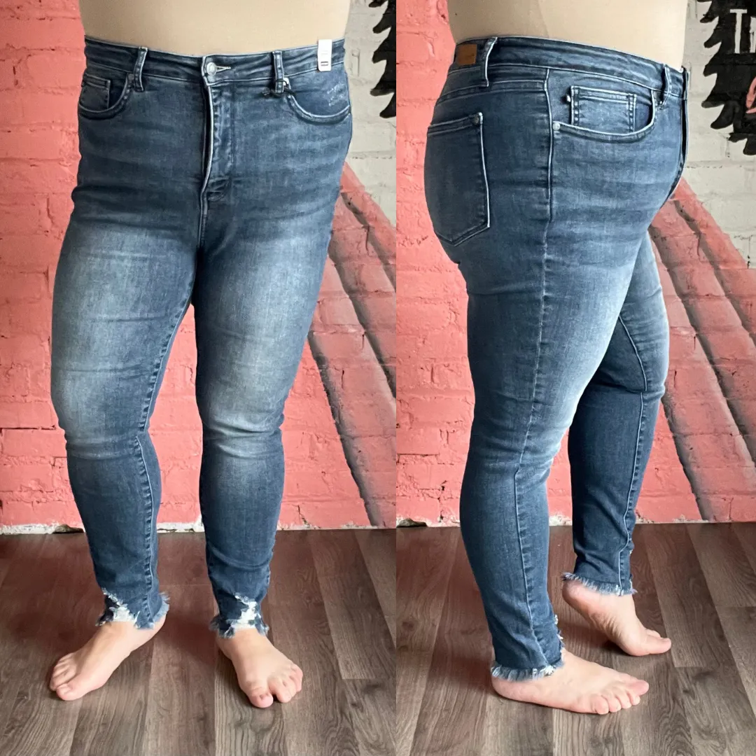 Judy Blue Tummy Control Shark Bit Skinny Jeans