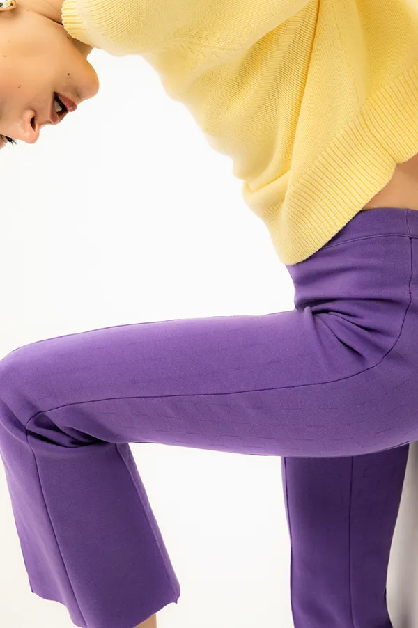 Kick Stretch-Cotton Pants In Purple