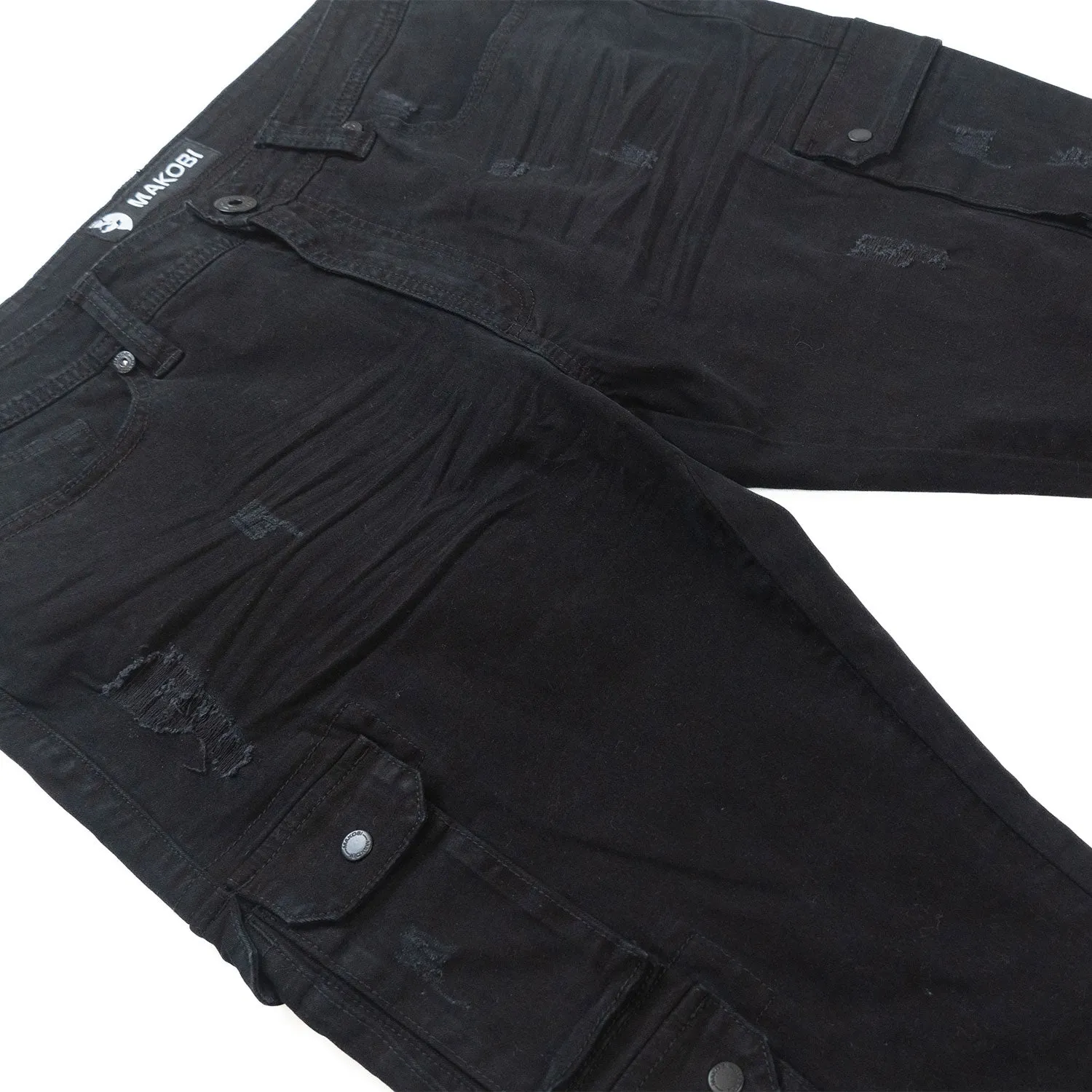 M1737 Berteli Acid Cargo Pants - Black