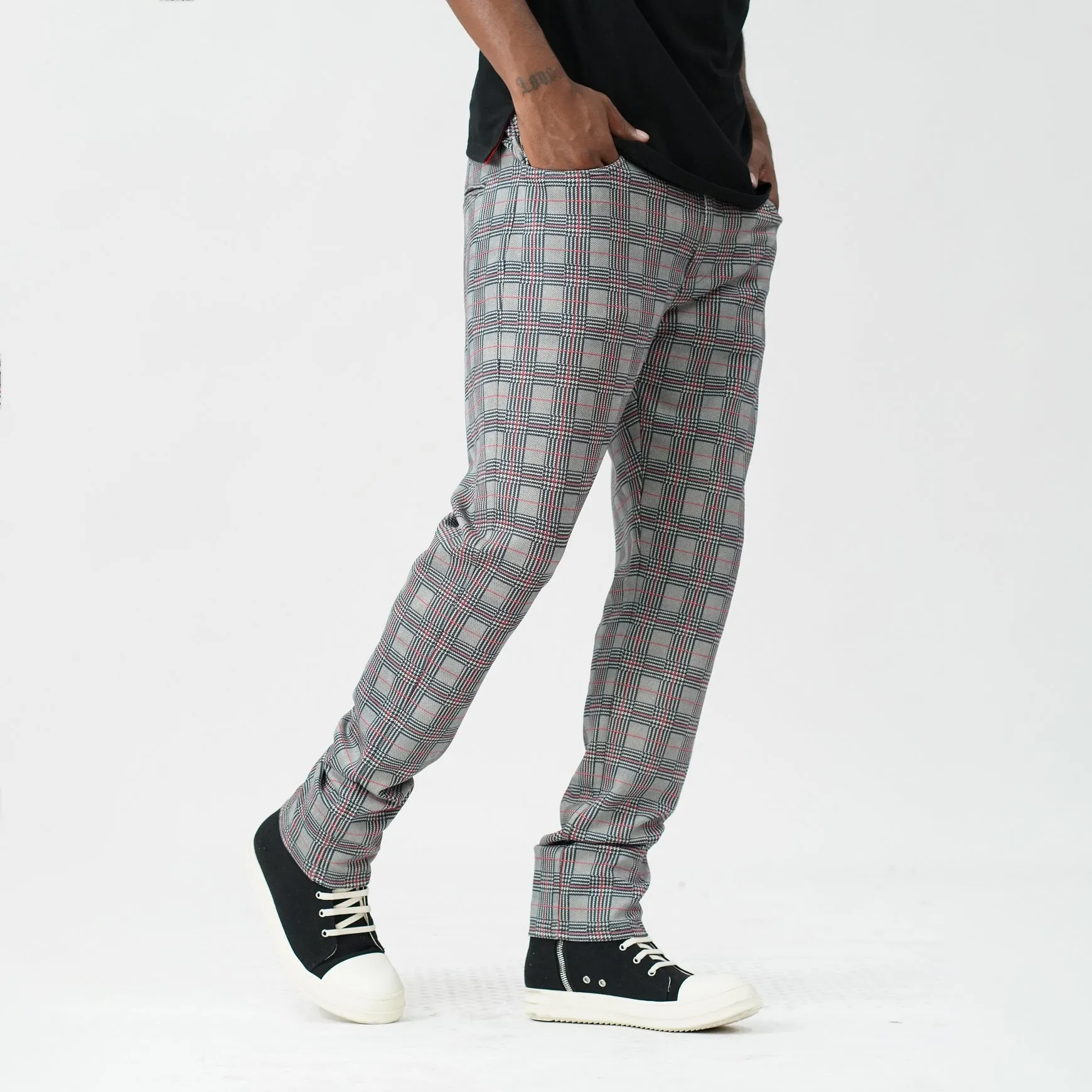 M1931 Vercelli Plaid Suede Pants - Black