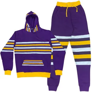 Matching Purple Mardi Gras Sweatsuit with Regal Stripes