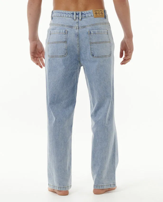 MEN'S DOSED DENIM PANT - WASHED BLUE