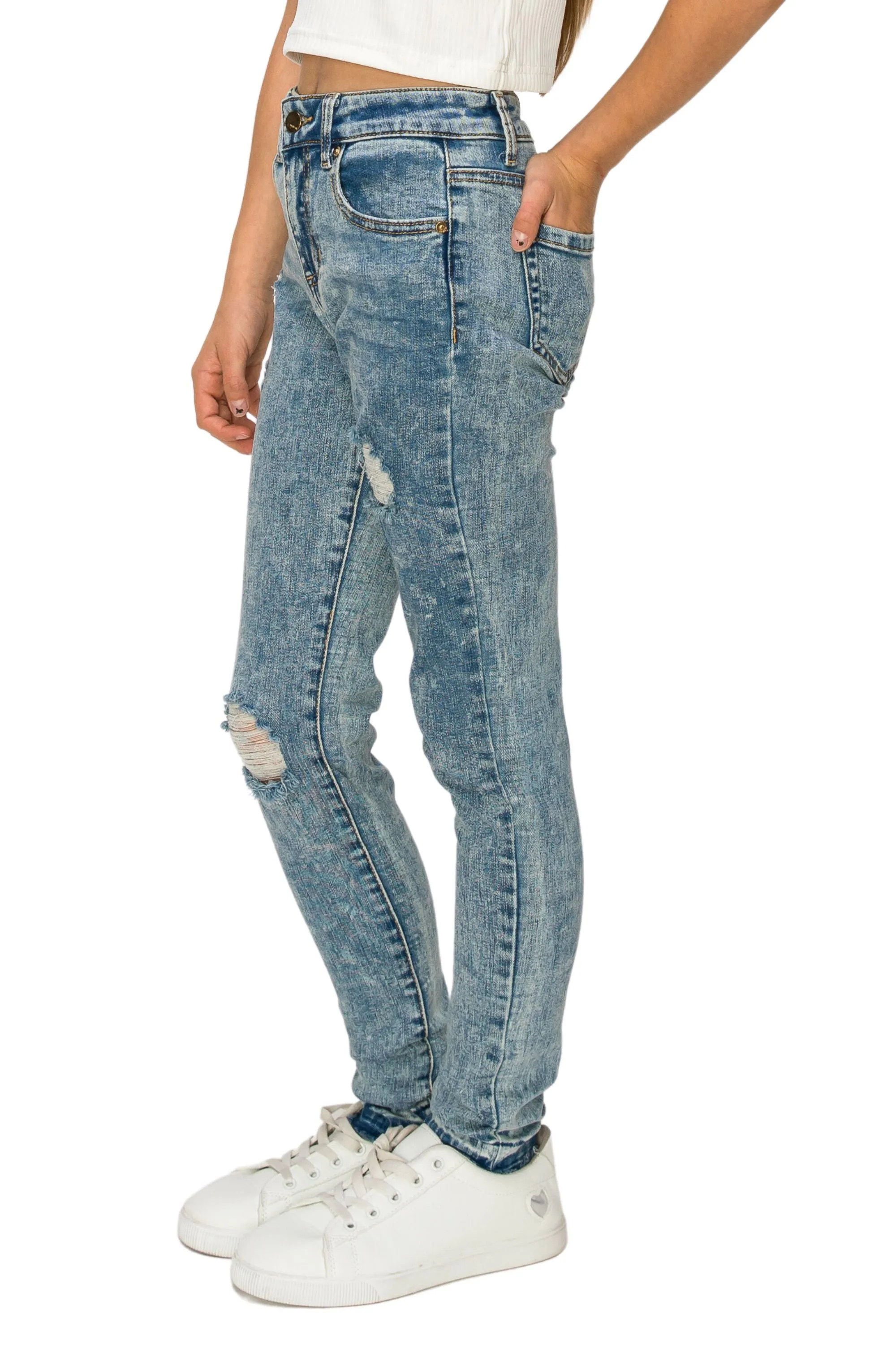 Nina - High Rise Skinny With Destruction And High Release Hem