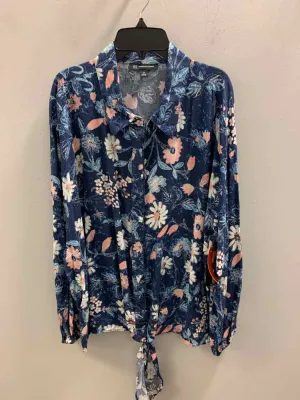 NWT INC PLUS SIZES Size 2X Navy Floral 3/4 LENGTH TOP