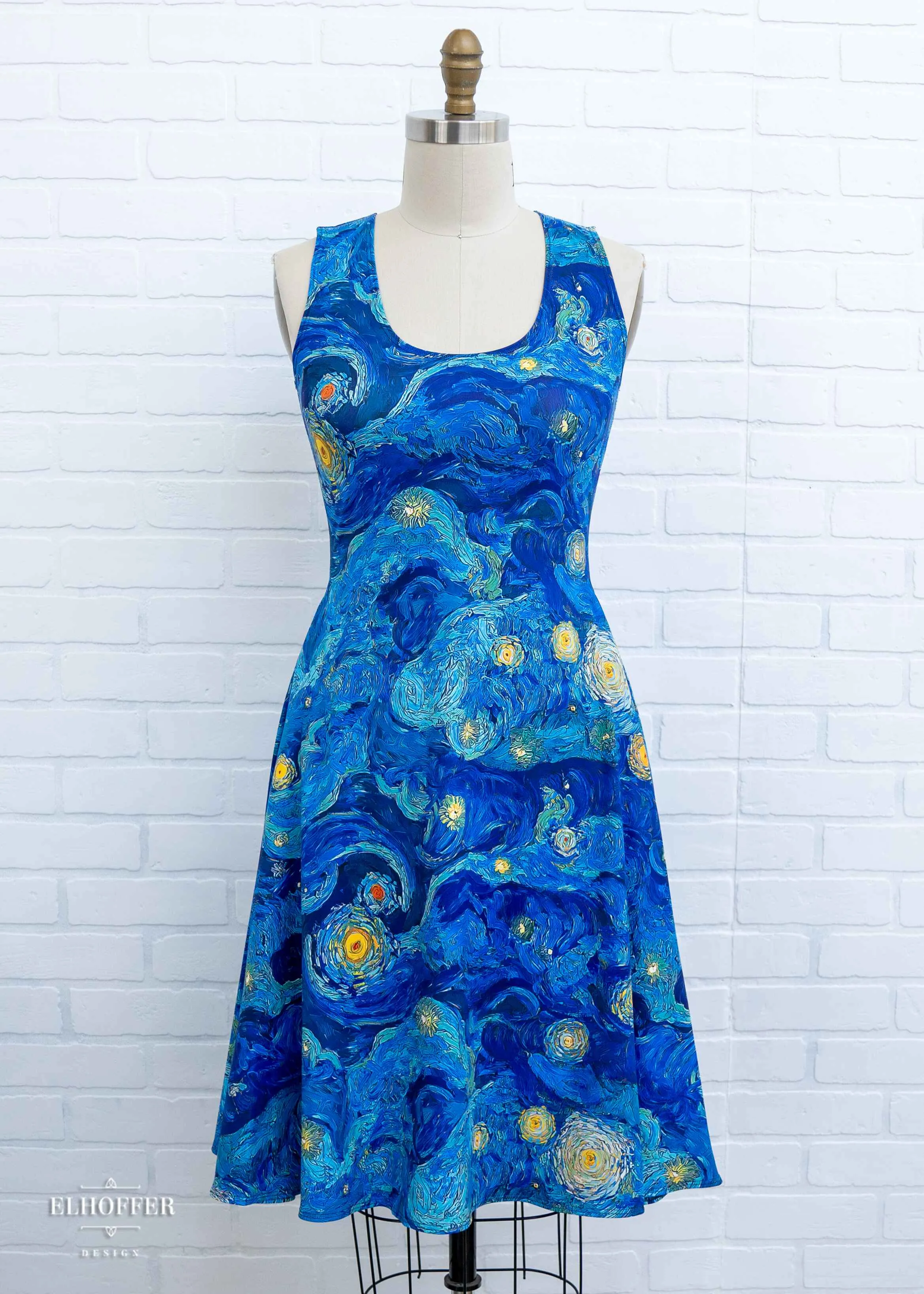 PREORDER - Essential Knee Length Dress - Starry Painting