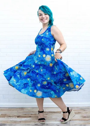 PREORDER - Essential Knee Length Dress - Starry Painting