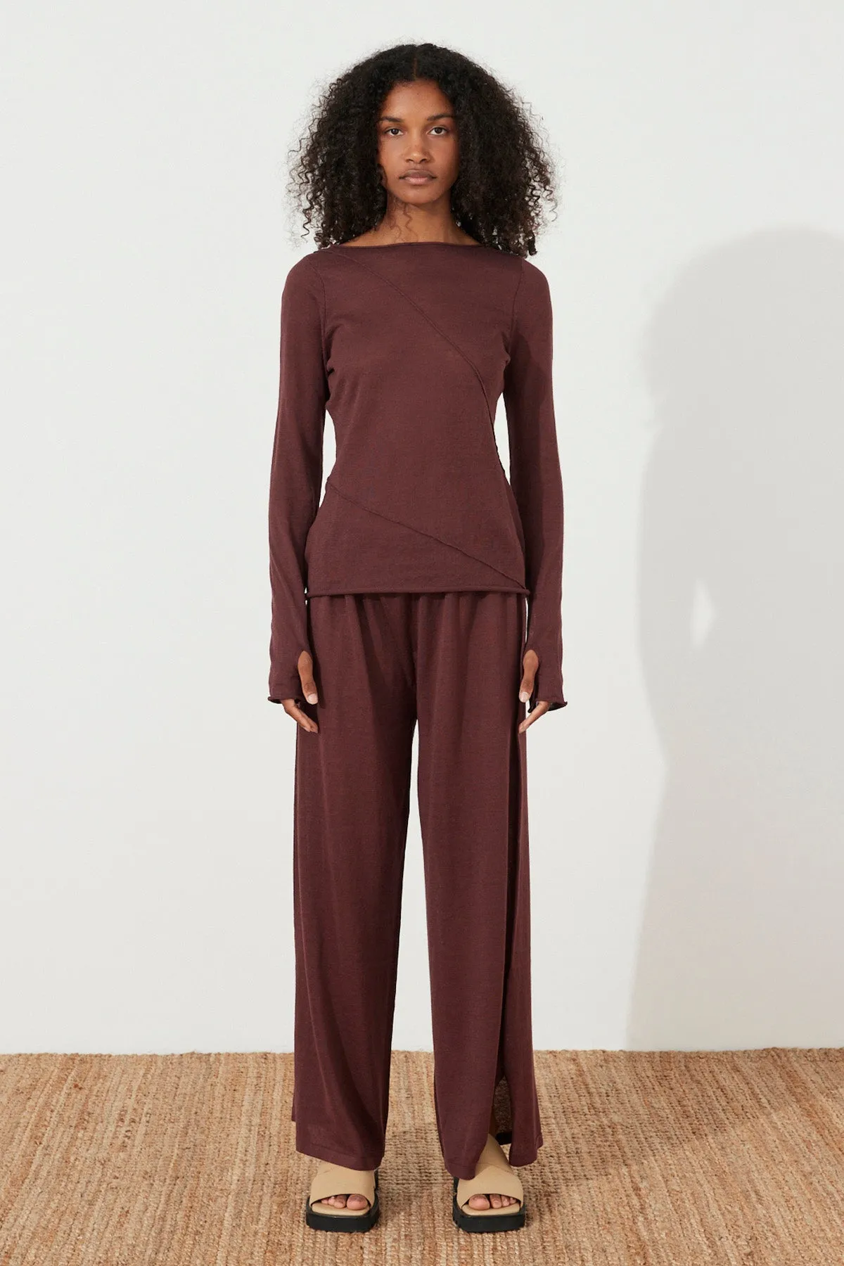 Relaxed Knit Pant - Currant