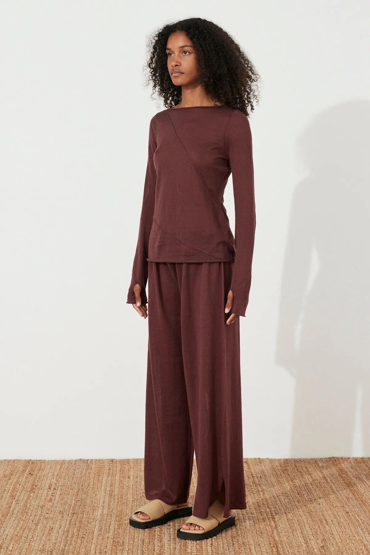 Relaxed Knit Pant - Currant