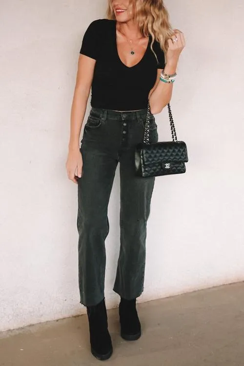 Rigid High Waisted Wide Leg Jeans