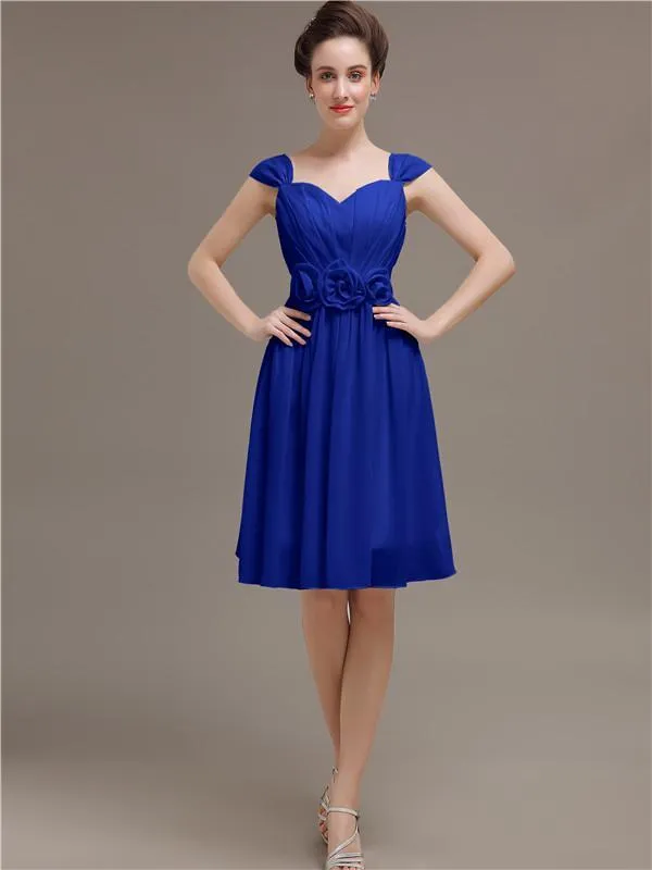 Simple Chiffon Knee-length Short Bridesmaid Dresses