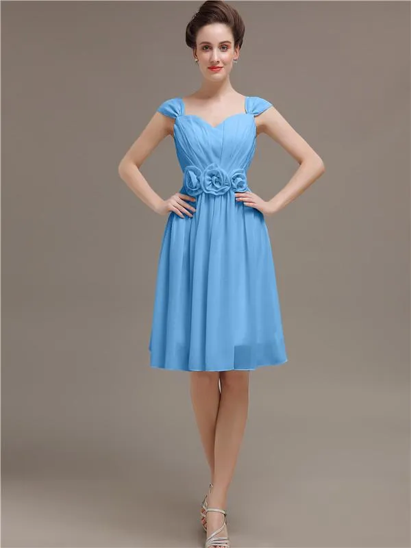 Simple Chiffon Knee-length Short Bridesmaid Dresses