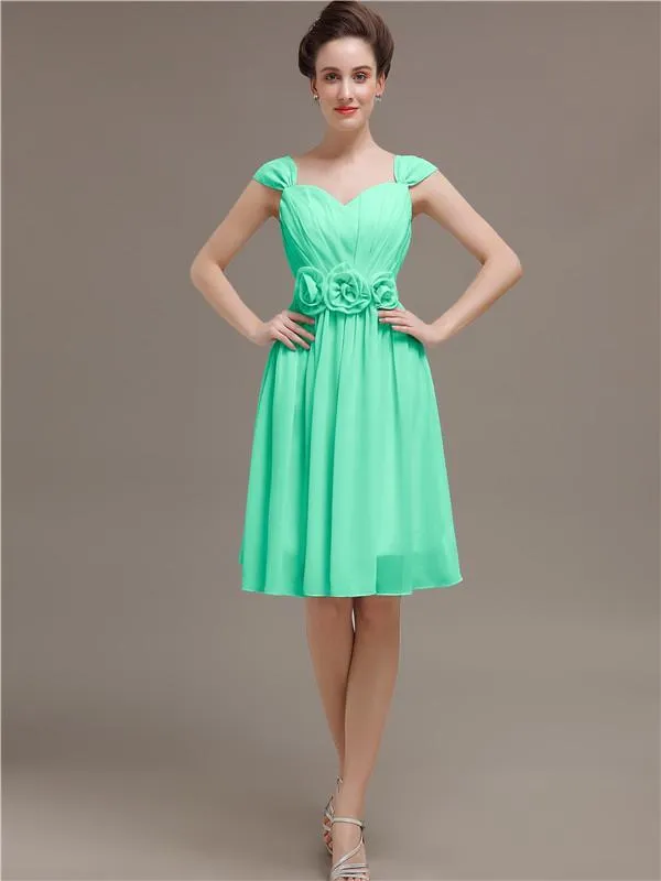 Simple Chiffon Knee-length Short Bridesmaid Dresses