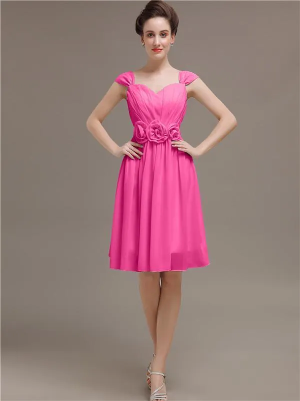 Simple Chiffon Knee-length Short Bridesmaid Dresses