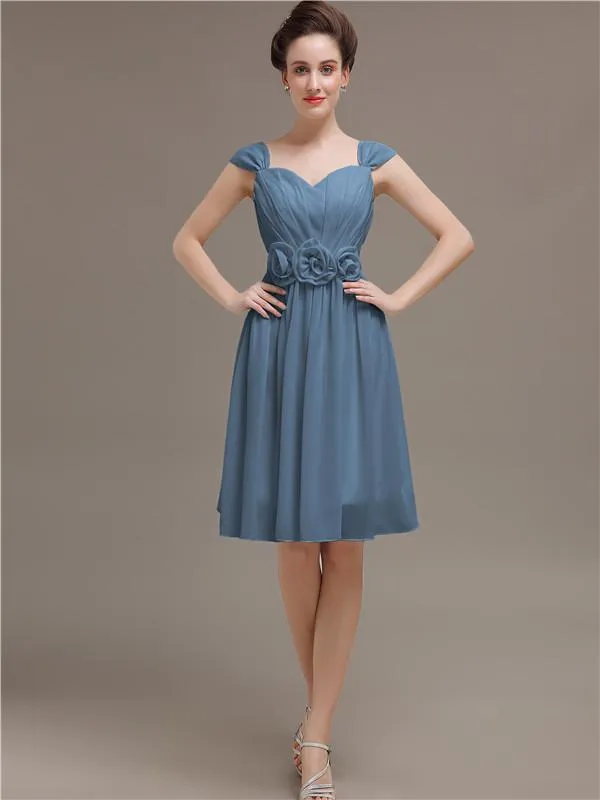 Simple Chiffon Knee-length Short Bridesmaid Dresses