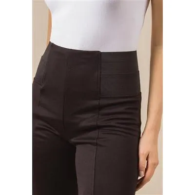 Simply Noelle Ponte Cropped Button Pants - Black