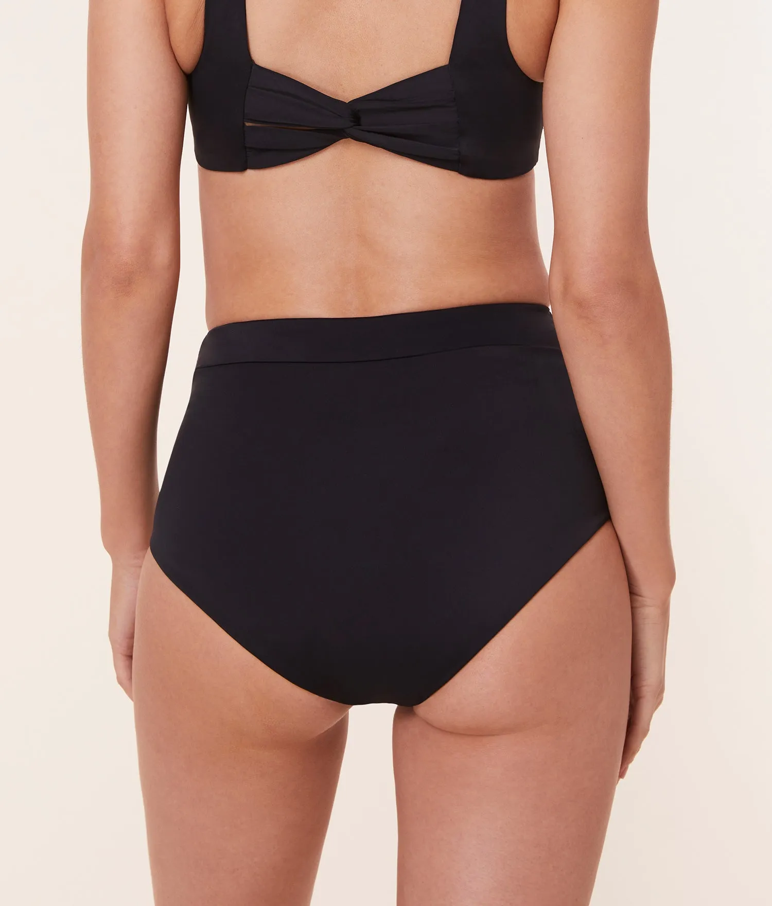 The Wide Band High Waisted Bottom - Eco Nylon - Black