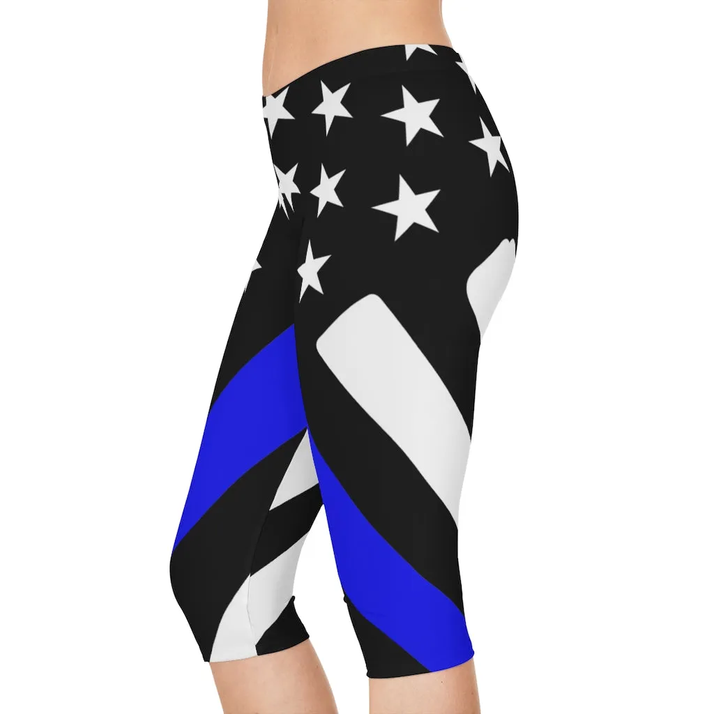 Thin Blue Line Stars n Stripes Women's Capri Leggings