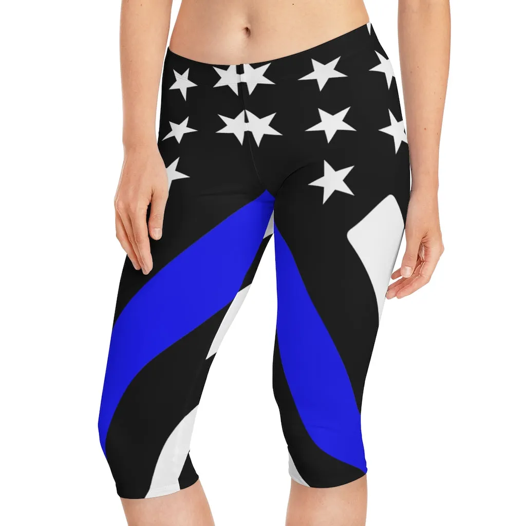 Thin Blue Line Stars n Stripes Women's Capri Leggings