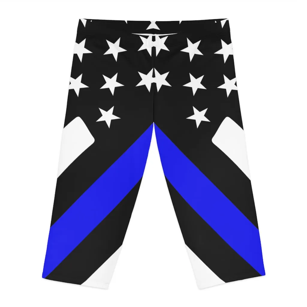 Thin Blue Line Stars n Stripes Women's Capri Leggings