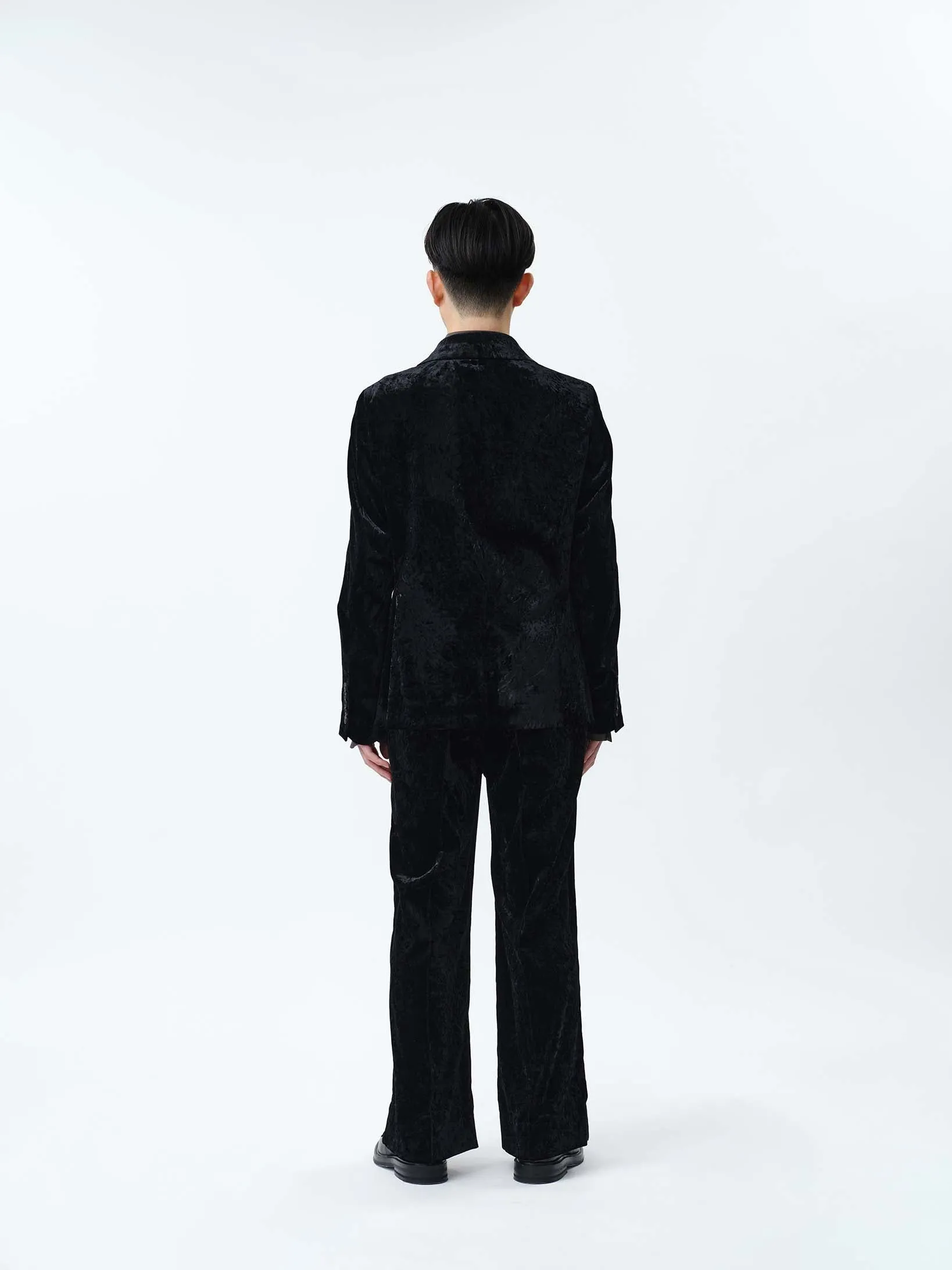 VELVET PINTUCK BAGGY EASY TROUSERS .12【BLACK】