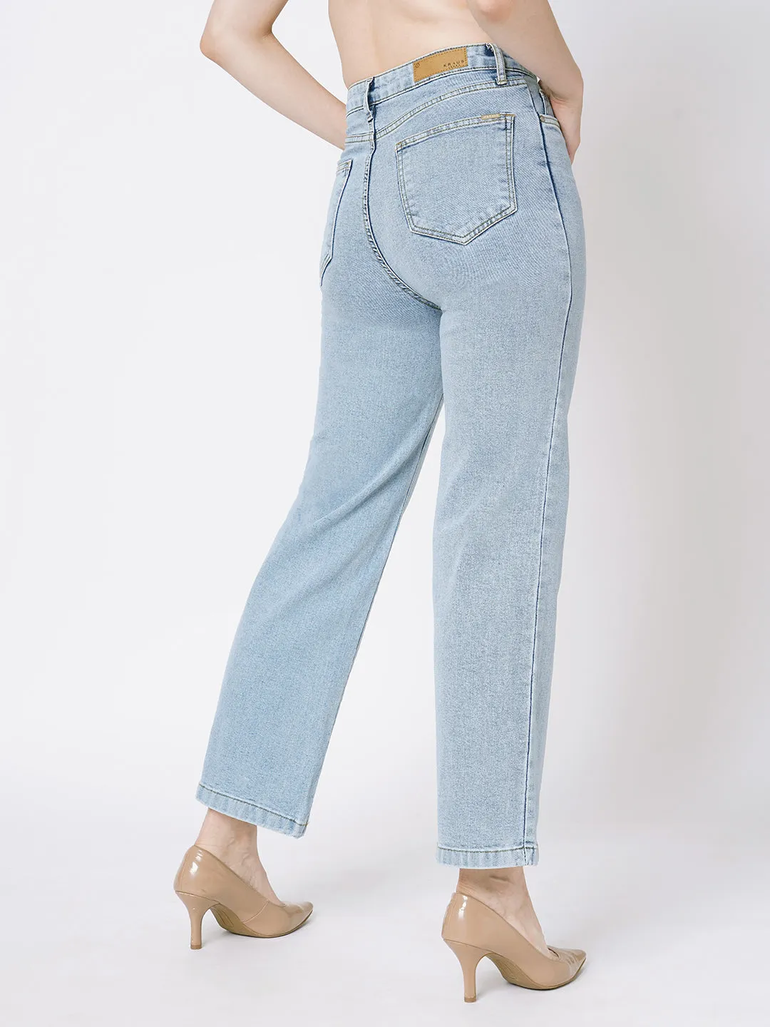 Women Blue High-Rise Relaxed Straight Fit Jeans