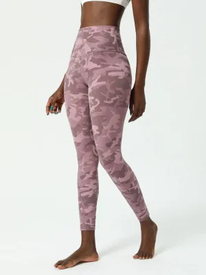 Women's High Waist Pink Camo Print Gym Leggings