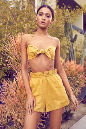 Yellow High Waist Shorts